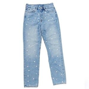 & Denim Metal Studded High-Waisted Jeans
